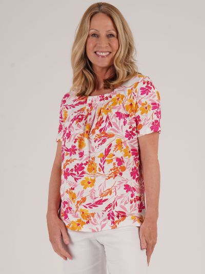 TIGI Bouquet Floral Square Neckline Top