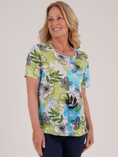 TIGI Tropical Floral All-over Print Top