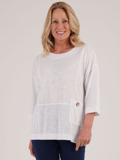 TIGI Patch Pocket 3/4 Length Sleeve Top