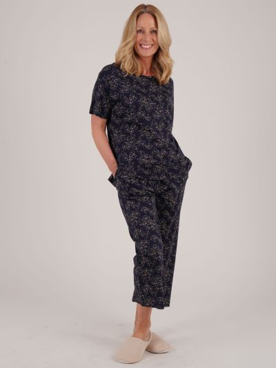 TIGI Navy Cloud Sketch Floral Pyjama Trouser