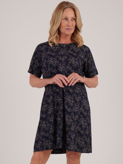 TIGI Navy Cloud Sketch Floral Night Dress
