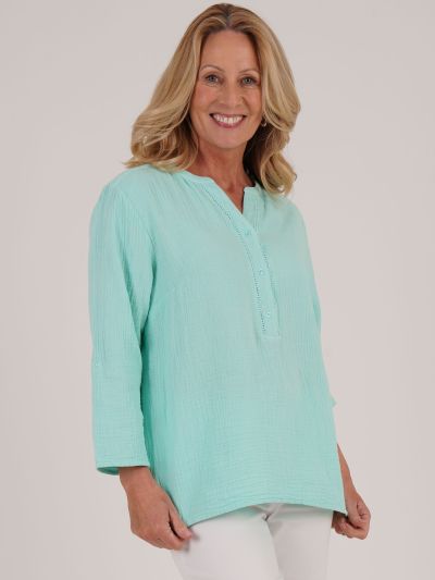 TIGI Double Weave Notch Neckline Top