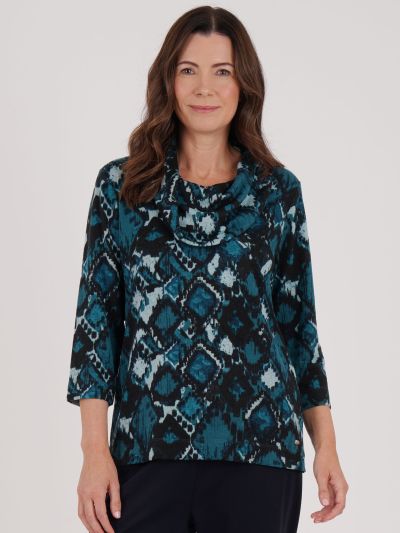 TIGI Tribal Print Cowl Neck Top