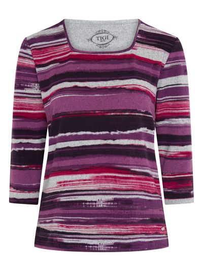 TIGI Painted Stripe Soft Square Neck Top