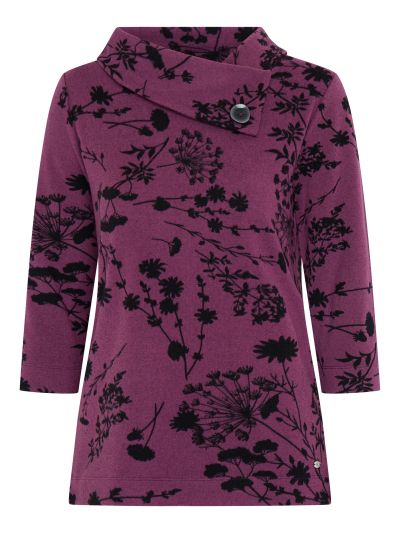 TIGI Dark Floral Split Cowl Top