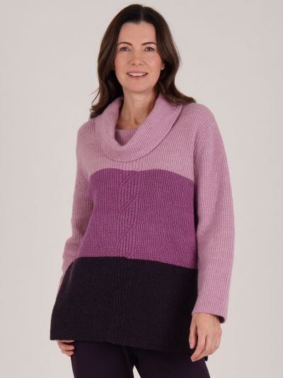 TIGI Colour Block Cable Knit Cowlneck