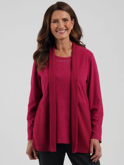 TIGI Ribbed Mock Cardi Top
