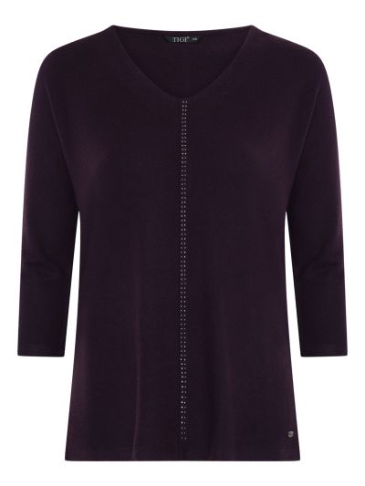 TIGI Diamante  Trim V Neck Top