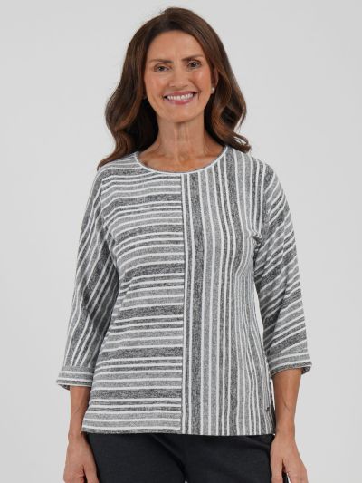 TIGI Cut And Sew Panelled Stripe Top