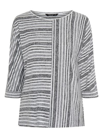 TIGI Cut And Sew Panelled Stripe Top