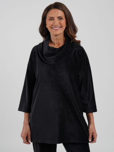 TIGI Rib Velour Cowl Neck Tunic