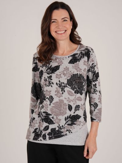 TIGI  Printed Curved Hem Top