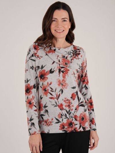 TIGI  Floral Printed Split Neck Top