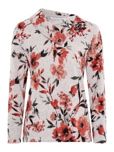 TIGI  Floral Printed Split Neck Top