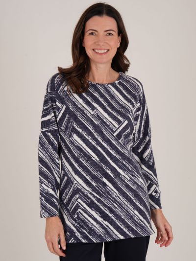 TIGI  All Over Striped Print Top