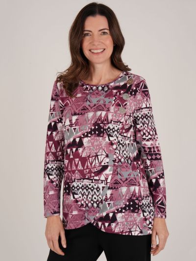 TIGI  Tribal All Over Print Asymmetrical Top