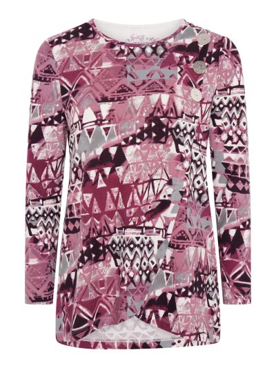 TIGI  Tribal All Over Print Asymmetrical Top