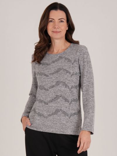 TIGI  Embellished Solid Long Sleeve Top