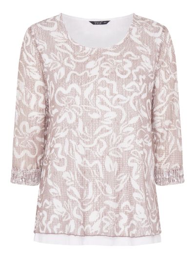 TIGI Embellished 2 Layer Mesh Top