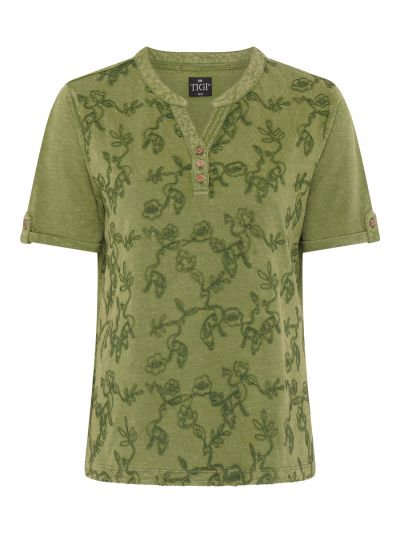 TIGI Embroidered Notch Neckline Top