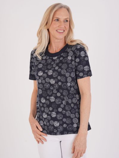 TIGI Pintuck Detail Neckline Printed Top