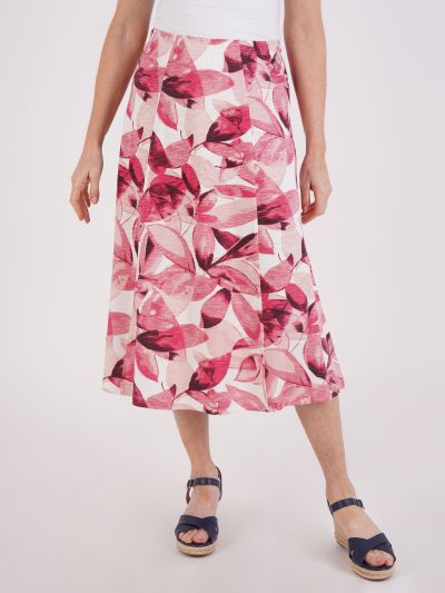 TIGI Summer Scattered Leaf Print Skirt- Short