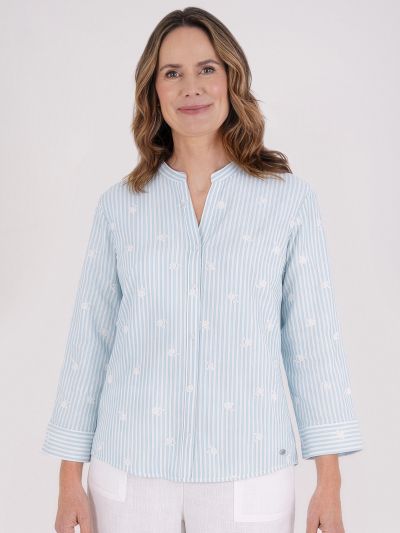 TIGI Stripe And Sprig Embroidery Shirt