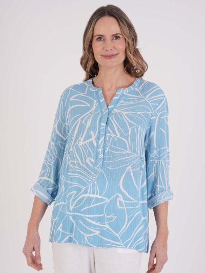 TIGI Linear Palm Textured Viscose Top