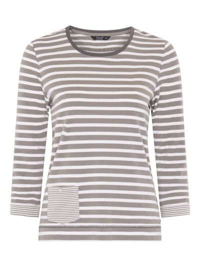 TIGI Stripe And Patch Pocket Top