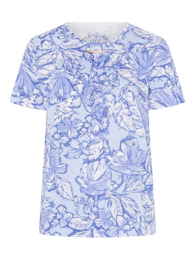 TIGI Pleat Neckline Tropical Print Top