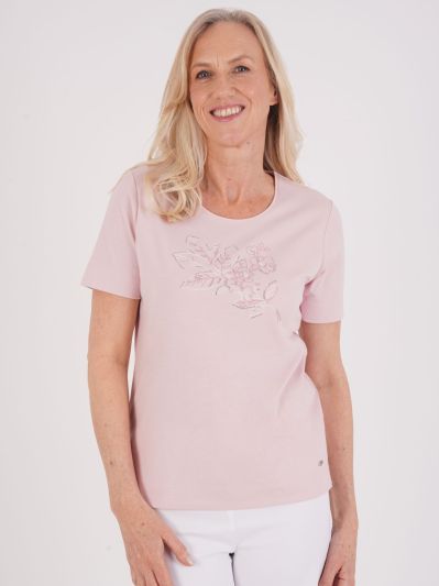 TIGI Leaf Centred Embroidered Top