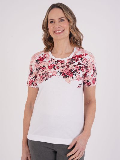 TIGI Cascade Lattice Neck Floral Top
