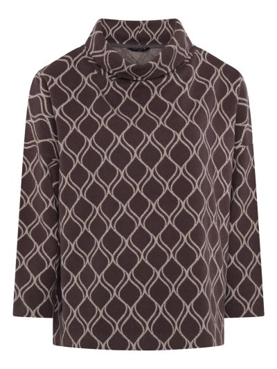 VIZ-A-VIZ Jacquard Knit Lattice Cowl Neck Top