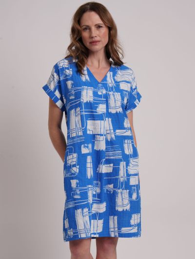 VIZ-A-VIZ Brushstroke All-over-print Dress