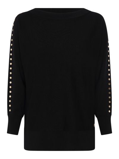 VIZ-A-VIZ Stud Shoulder Boat Neck Jumper