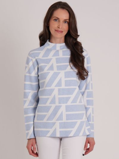 VIZ-A-VIZ Geo Jacquard Funnel Neck Jumper