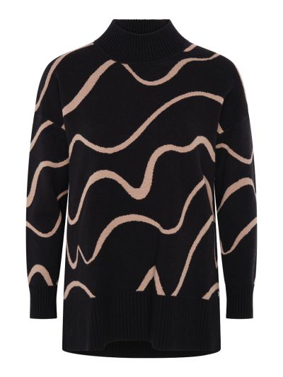 VIZ-A-VIZ Squiggle Jacquard Turtle Neck Jumper