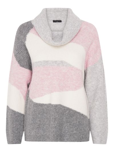 VIZ-A-VIZ Soft Intarsia Cowl Neck Jumper