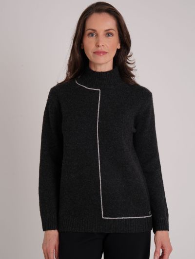 VIZ-A-VIZ Geo Line Turtle Neck Jumper