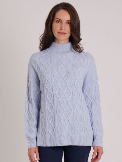 VIZ-A-VIZ Cabel Knit Cowl Neck Jumper