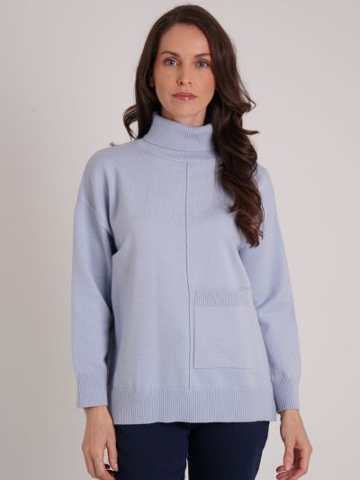 VIZ-A-VIZ Solid Cowl Jumper With Pocket Detail