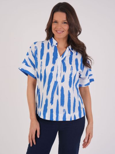 VIZ-A-VIZ Brushstroke Notch Neck Shirt