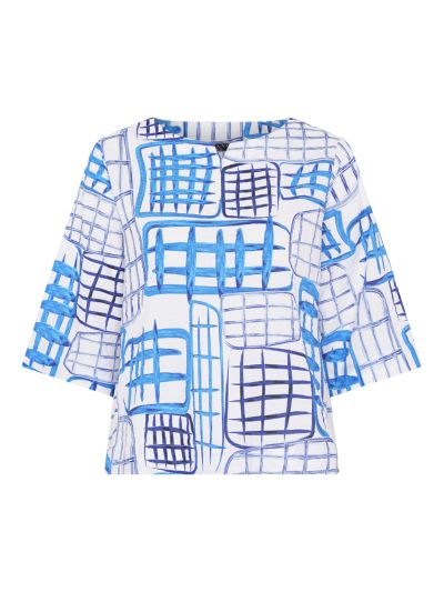 VIZ-A-VIZ Abstract Grid Print Top