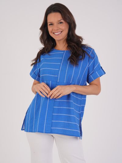 VIZ-A-VIZ Striped Cut And Sew Tunic