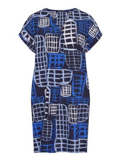 VIZ-A-VIZ Abstract Grid Print Dress