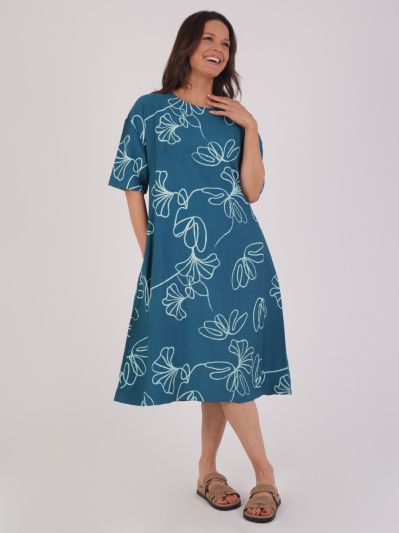 VIZ-A-VIZ Linear Floral Print Dress