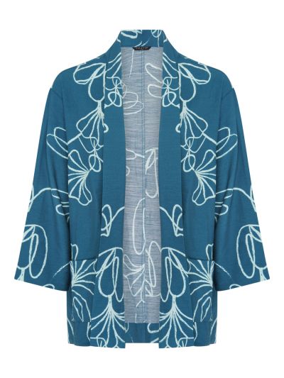 VIZ-A-VIZ Linear Floral Print Lightweight Jacket