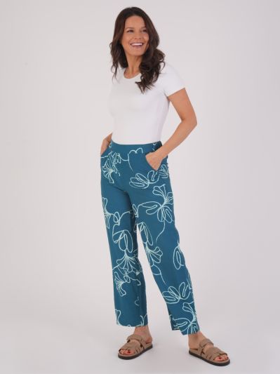 VIZ-A-VIZ Linear Floral Print Relaxed Fit Trousers