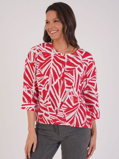 VIZ-A-VIZ Abstract Pleat Front Top