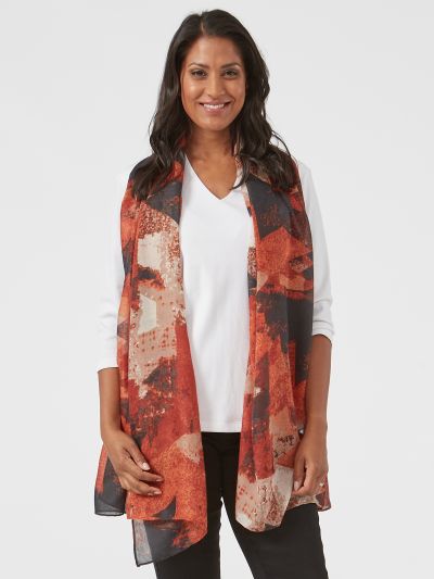 PENNY PLAIN  Rust All Over Print Scarf